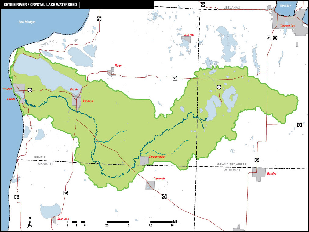 Map of Betsie River / Crystal Lake Watershed