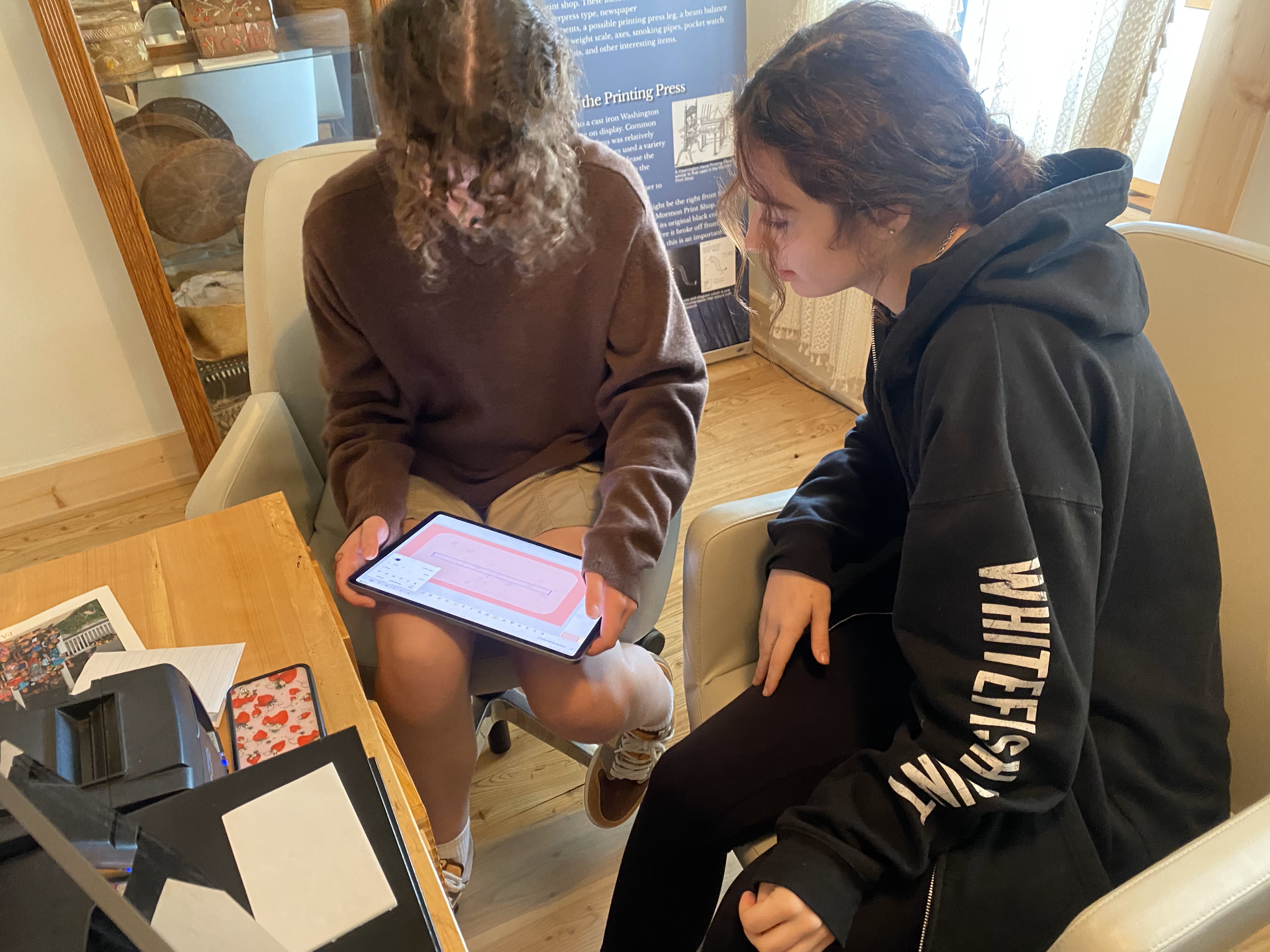 Students working on tablet