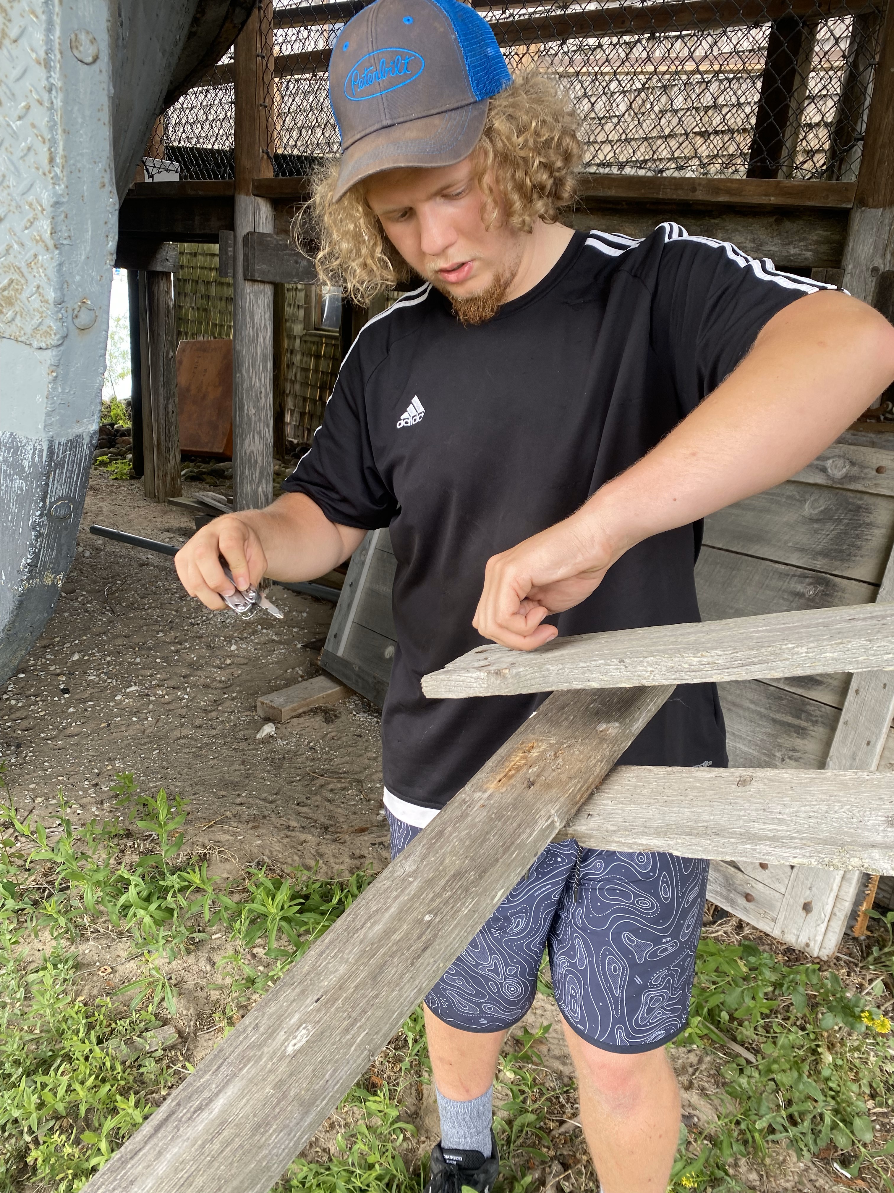 Student working on wood